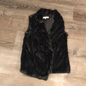 Black faux fur vest